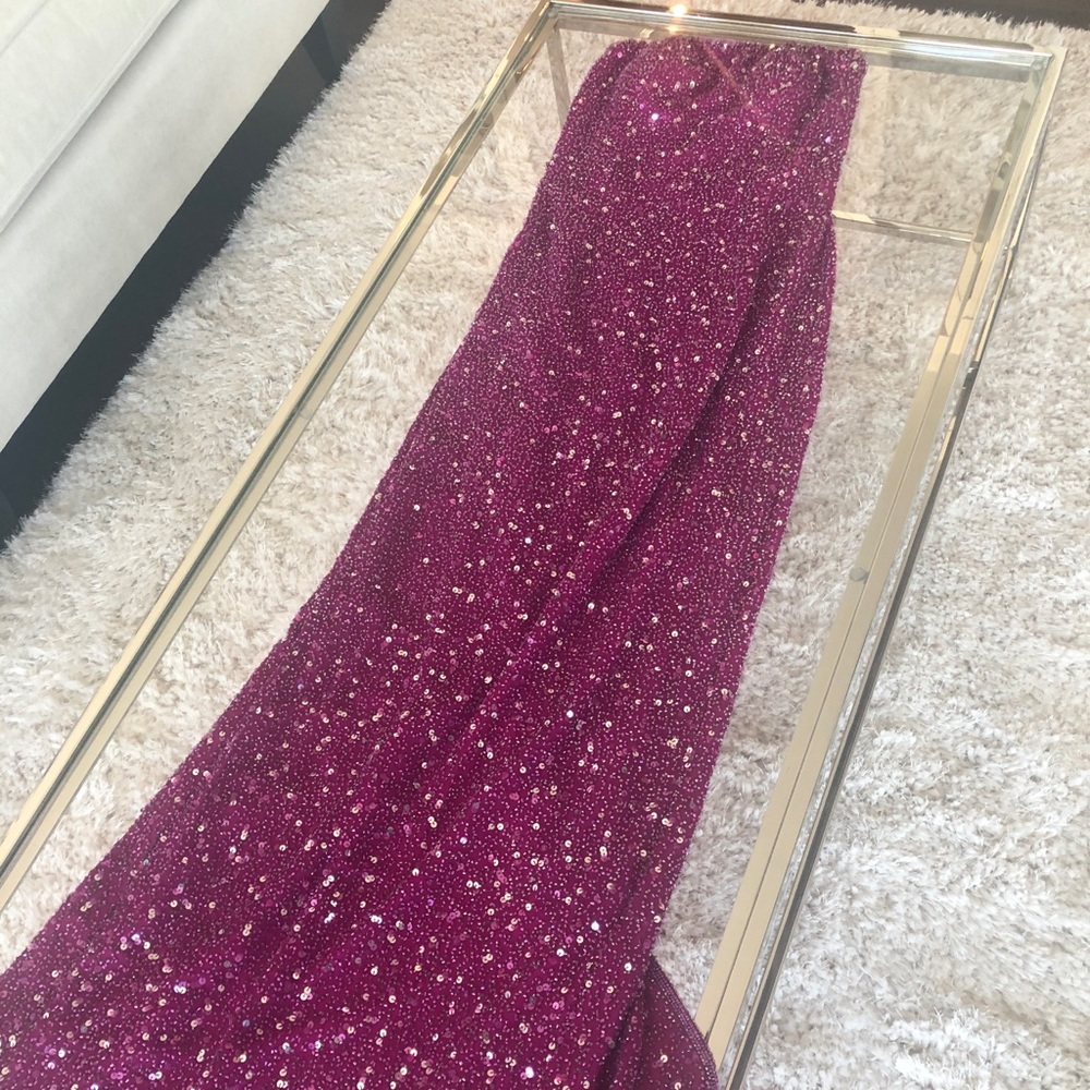 Scalia fuchsia sequin long formal gown size small